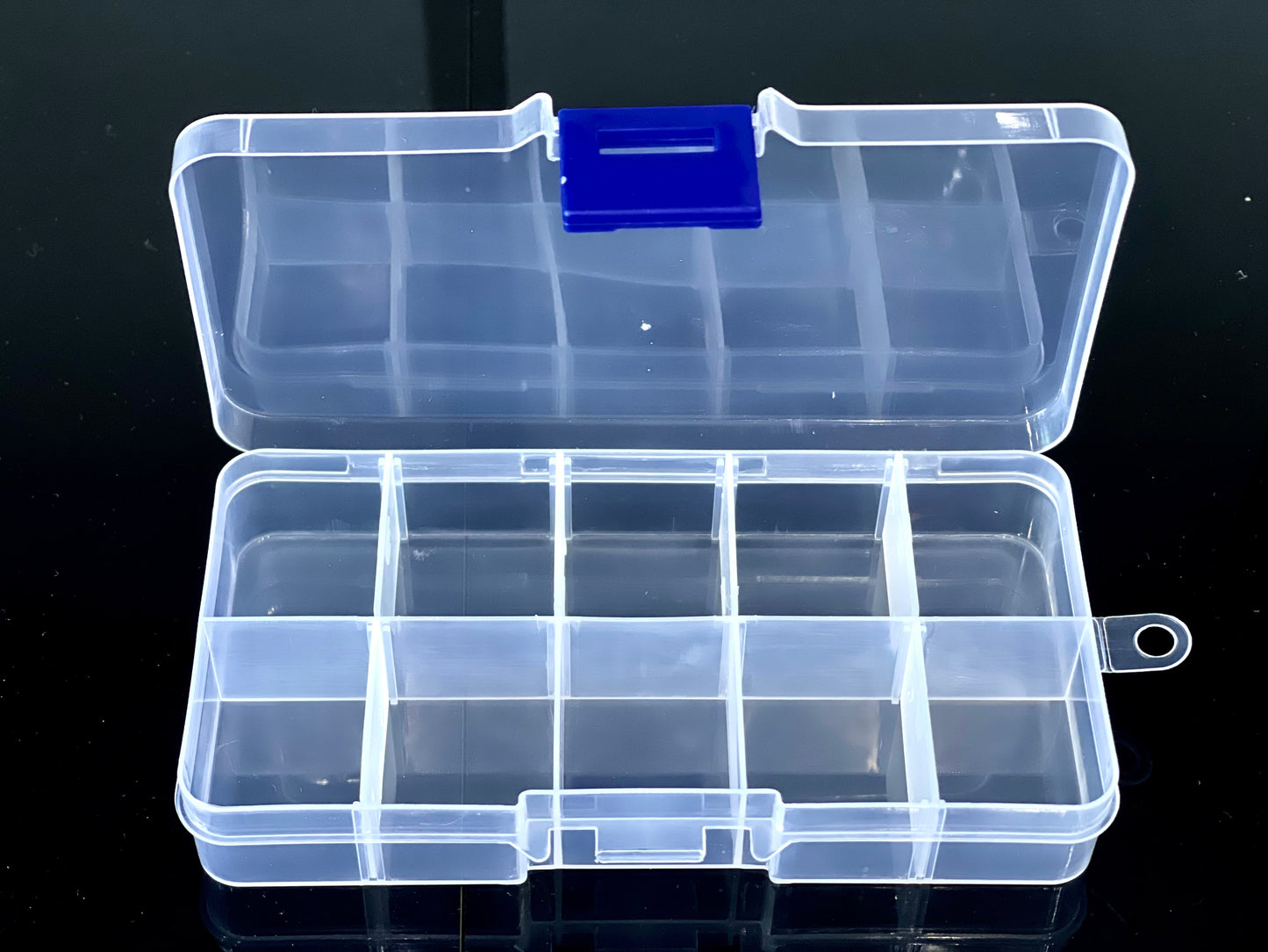 Transparent Plastic Storage Box Medicine Organizer Holder with Adjustable Dividers (10 Grids)）.