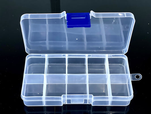 Transparent Plastic Storage Box Medicine Organizer Holder with Adjustable Dividers (10 Grids)）.