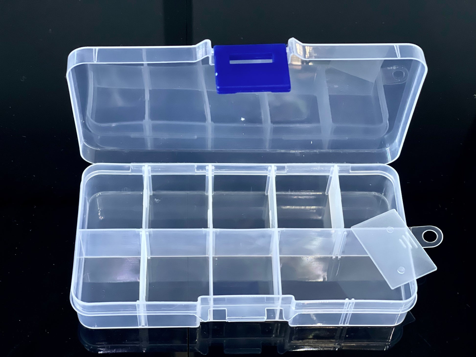 Transparent Plastic Storage Box Medicine Organizer Holder with Adjustable Dividers (10 Grids)）.