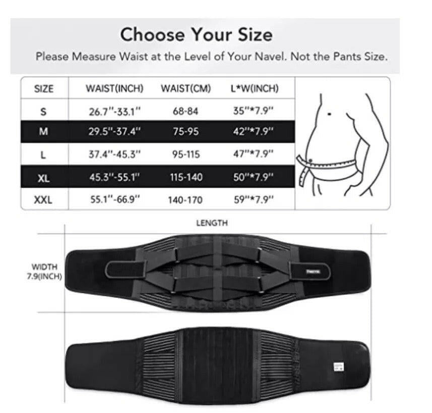 Back Brace - Adjustable lumbar support belt