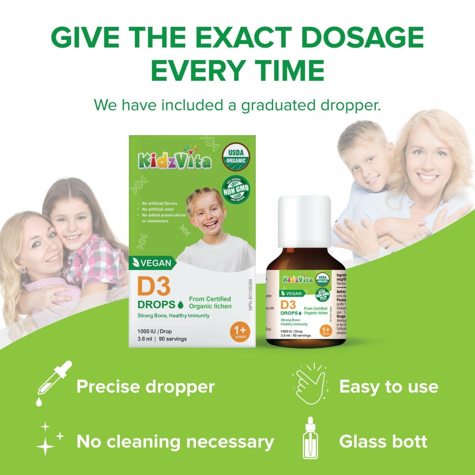 Kidzvita Organic Vegan Vitamin D3 Drops 1000IU (3.6 mL)