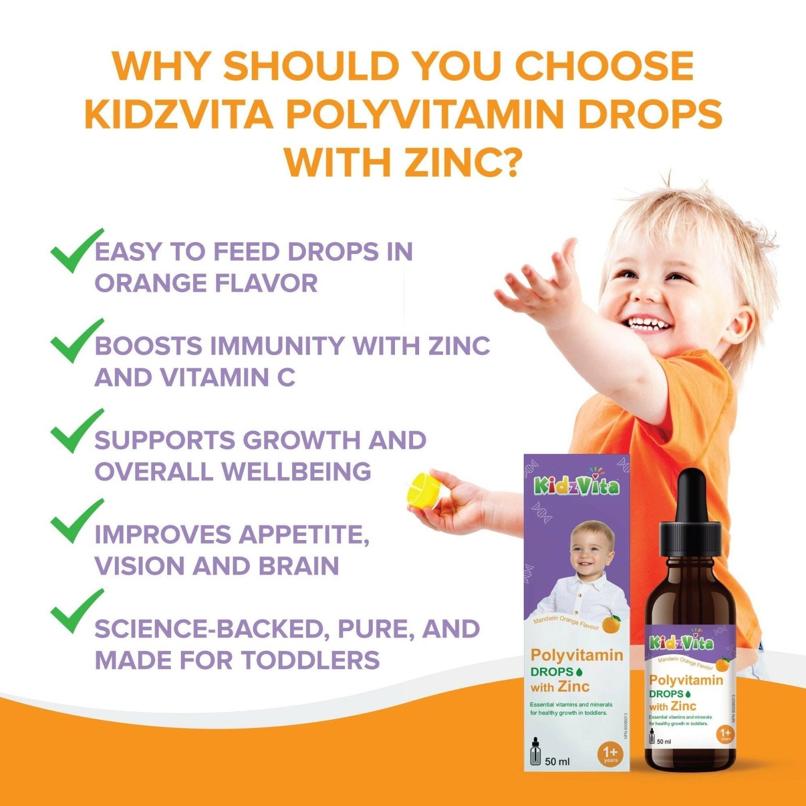 Kidzvita Polyvitamin Drop with Zinc (50 mL)