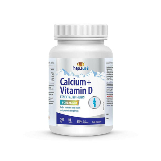 Maplelife Calcium 500 mg + VitaminD3 200 IU (90 Tablets)