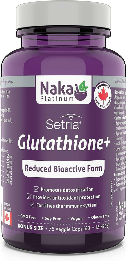 Naka Platinum Setria glutathione+ reduced Bioactive Form (75 Vcaps)