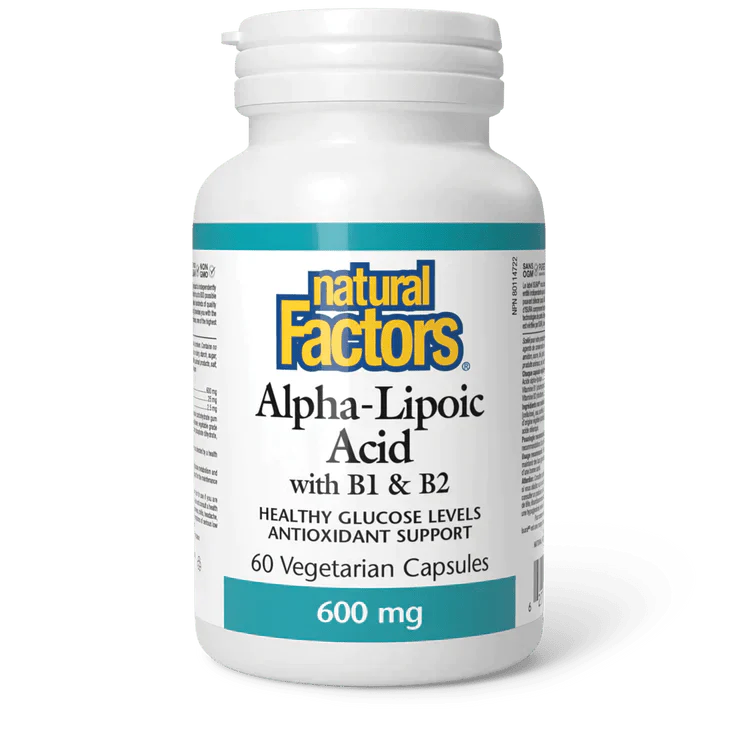 Natural Factors Alpha Lipoic Acid 600mg with B1 & B2 (60 vcaps)