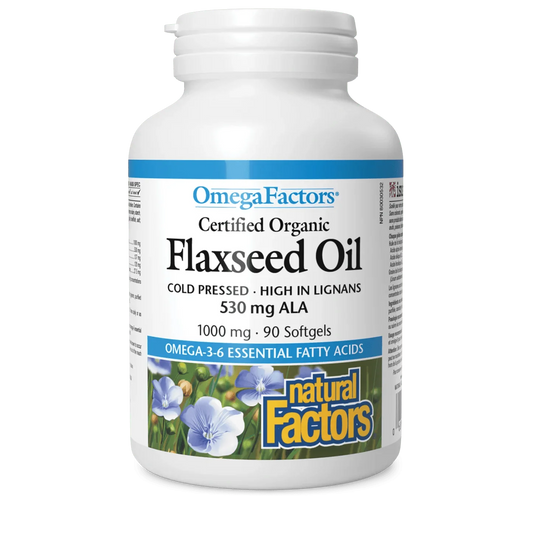Natural Factors Flaxseed Oil Certified Organic 1000 mg (90 softgels)