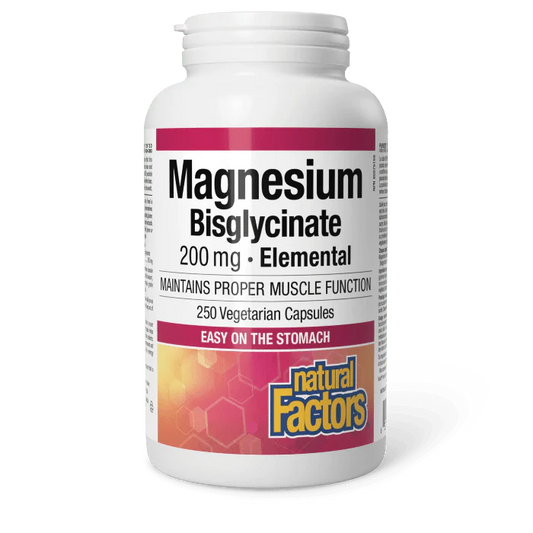 Natural Factors Magnesium Bisglycinate 200 mg (250 vcaps)
