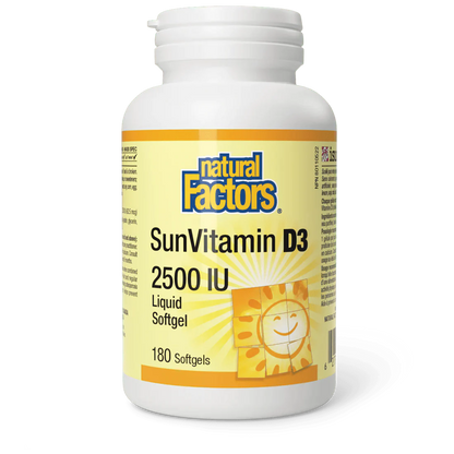 Natural Factors SunVitamin D3 2500IU (90 | 180 Softgels)