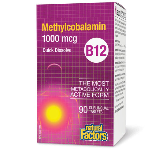 Natural Factors Vitamin B12 Methylcobalamin 1,000mcg (90 Sublingual Tablets)