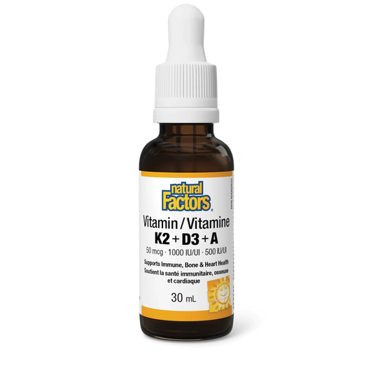 Natural Factors Vitamin K2+D3+A 50 mcg/1000 IU/500 IU (30 mL)