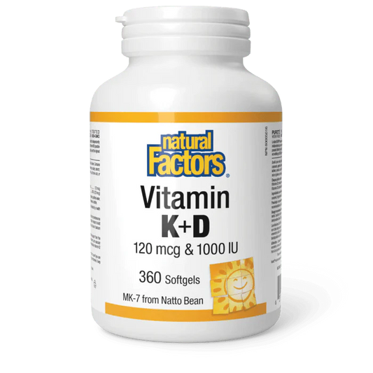 Natural Factors Vitamin K+D 120 mcg & 1000 IU (360 softgels)