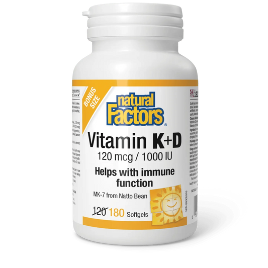 Natural Factors Vitamin K+D 120 mcg/1000 IU bonus (180 softgels)