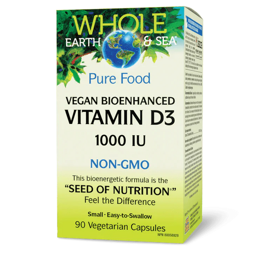 Natural Factors Whole Earth & Sea Vegan Bioenhanced Vitamin D3 1000 IU (90vcaps)