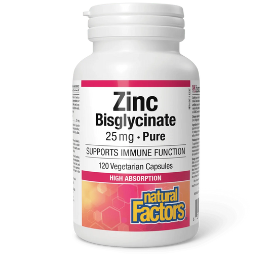 Natural Factors Zinc Bisglycinate 25 mg (120 vcaps)