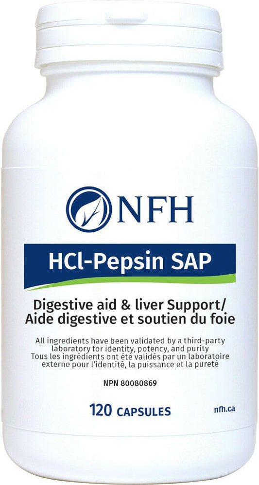 NFH HCl - Pepsin SAP (120 Capsules) - Digestive aid & liver support