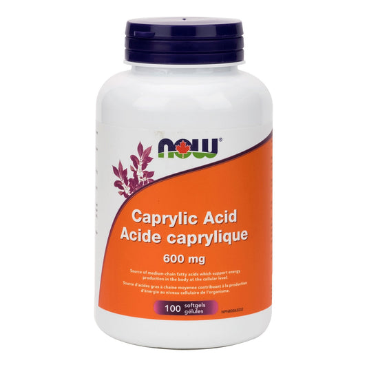 NOW Caprylic Acid 600 mg (100 Softgels)